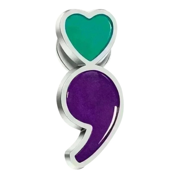 Project Semicolon Suicide Prevention Mental Health Awareness Enamel Pin NEW - Picture 3 of 11